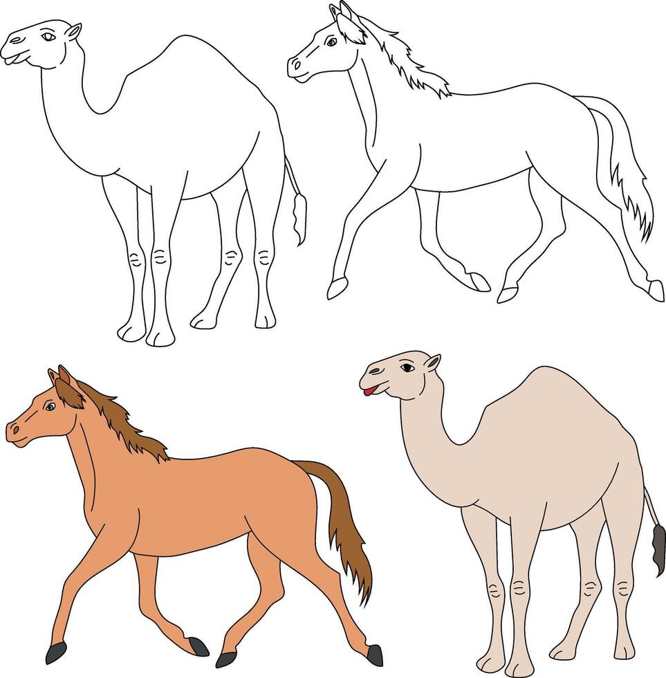 Camel and Horse Clipart. Wild Animals clipart collection for lovers of jungles and wildlife. This set will be a perfect addition to your safari and zoo-themed projects vector