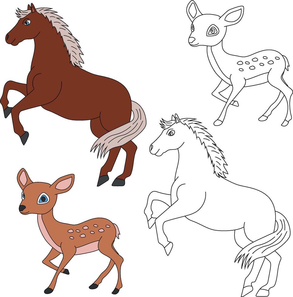 Horse and Deer Clipart. Wild Animals clipart collection for lovers of jungles and wildlife. This set will be a perfect addition to your safari and zoo-themed projects vector