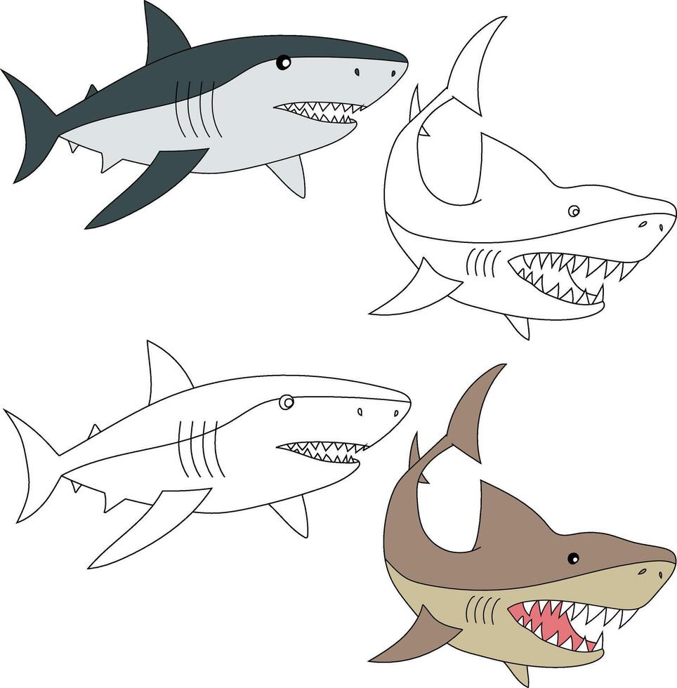 Shark Clipart. Aquatic Animal Clipart for Lovers of Underwater Sea Animals, Marine Life, and Sea Life vector