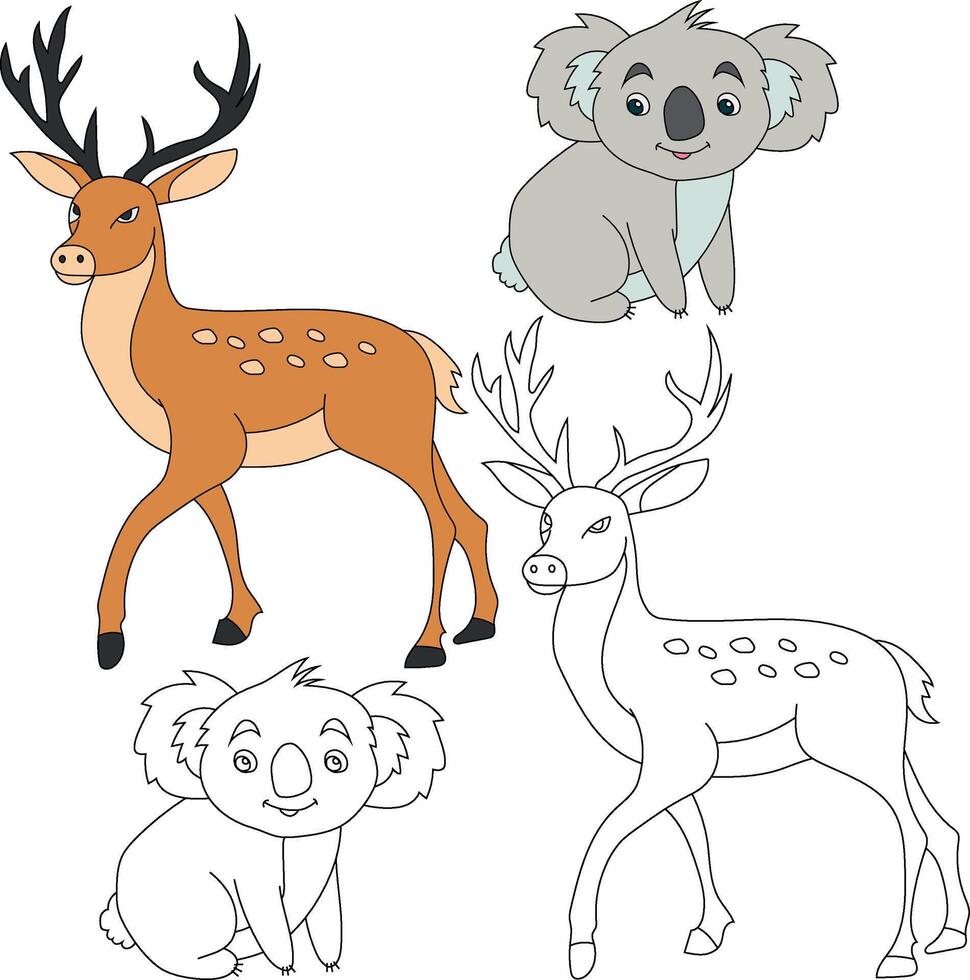 Koala and Deer Clipart. Wild Animals clipart collection for lovers of jungles and wildlife. This set will be a perfect addition to your safari and zoo-themed projects vector