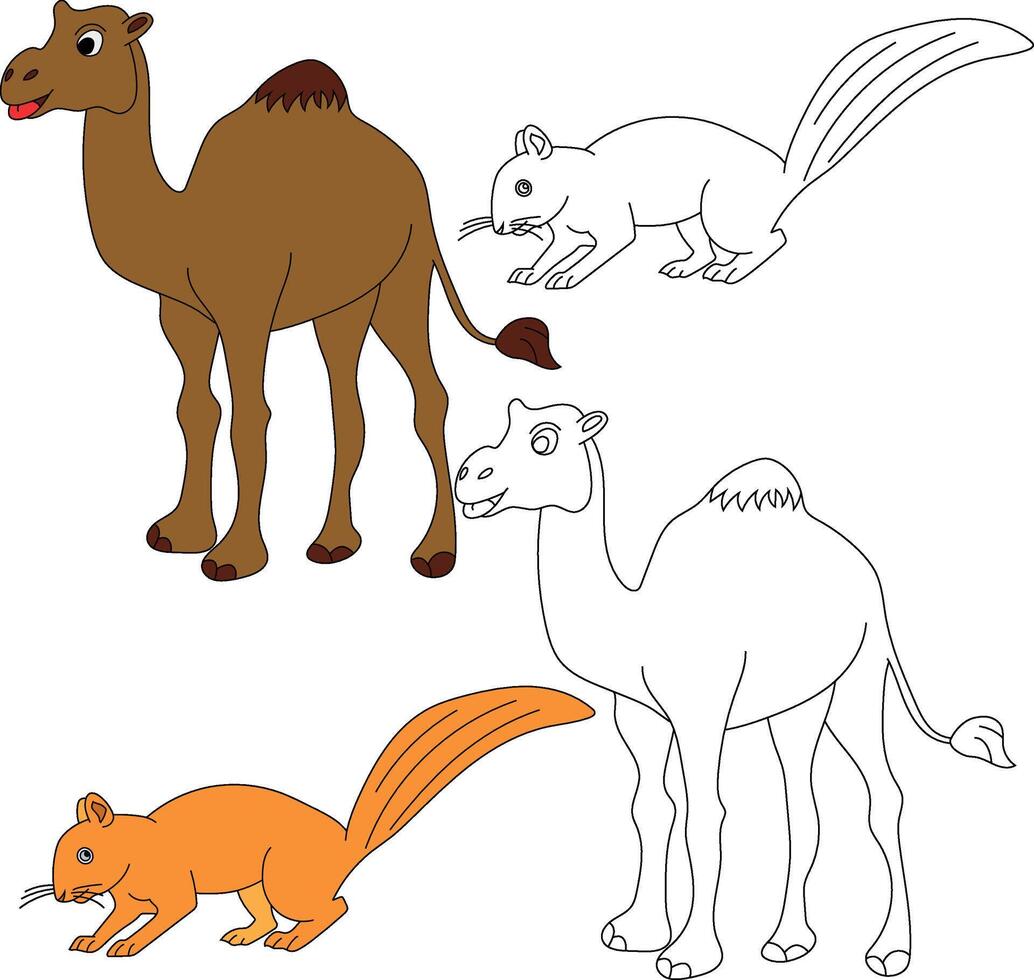 Camel and Squirrel Clipart. Wild Animals clipart collection for lovers of jungles and wildlife. This set will be a perfect addition to your safari and zoo-themed projects vector