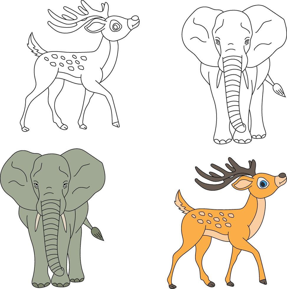 Elephant and Deer Clipart. Wild Animals clipart collection for lovers of jungles and wildlife. This set will be a perfect addition to your safari and zoo-themed projects vector