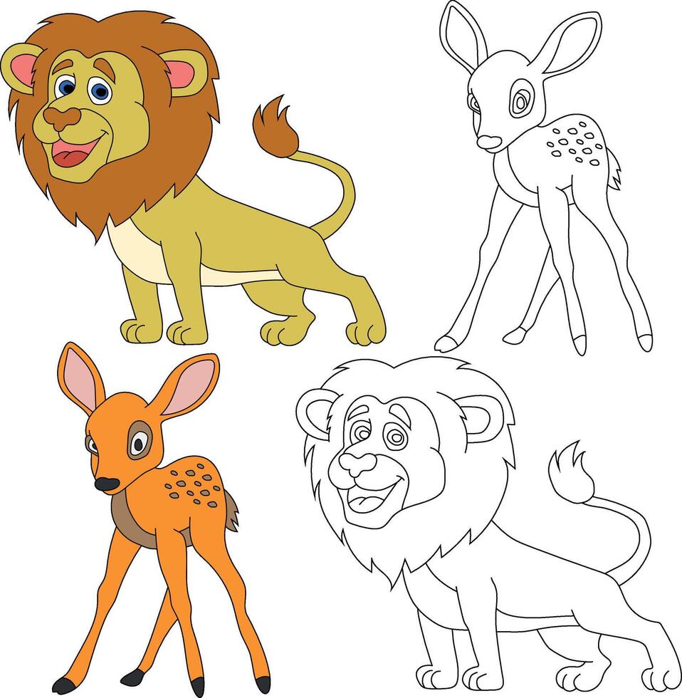 Lion and Deer Clipart. Wild Animals clipart collection for lovers of jungles and wildlife. This set will be a perfect addition to your safari and zoo-themed projects vector