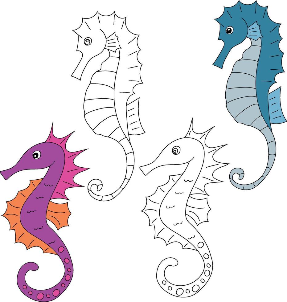 Seahorse Clipart. Aquatic Animal Clipart for Lovers of Underwater Sea Animals, Marine Life, and Sea Life vector