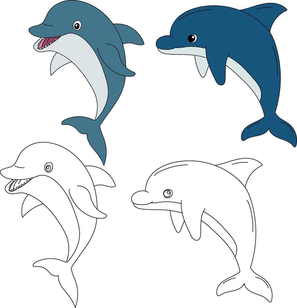 Dolphin Clipart. Aquatic Animal Clipart for Lovers of Underwater Sea Animals, Marine Life, and Sea Life vector