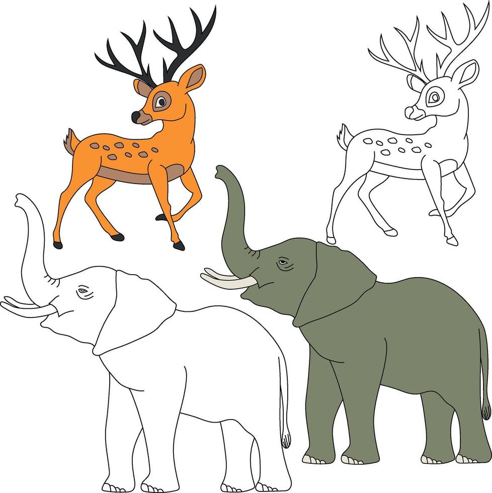 Elephant and Deer Clipart. Wild Animals clipart collection for lovers of jungles and wildlife. This set will be a perfect addition to your safari and zoo-themed projects vector