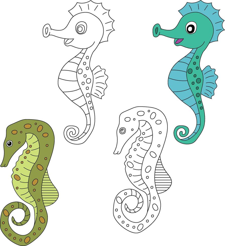 Seahorse Clipart. Aquatic Animal Clipart for Lovers of Underwater Sea Animals, Marine Life, and Sea Life vector