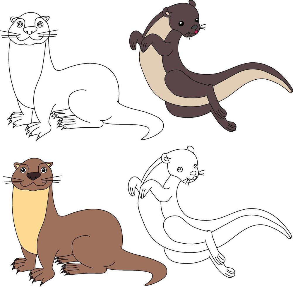 Otter Clipart. Aquatic Animal Clipart for Lovers of Underwater Sea Animals, Marine Life, and Sea Life vector