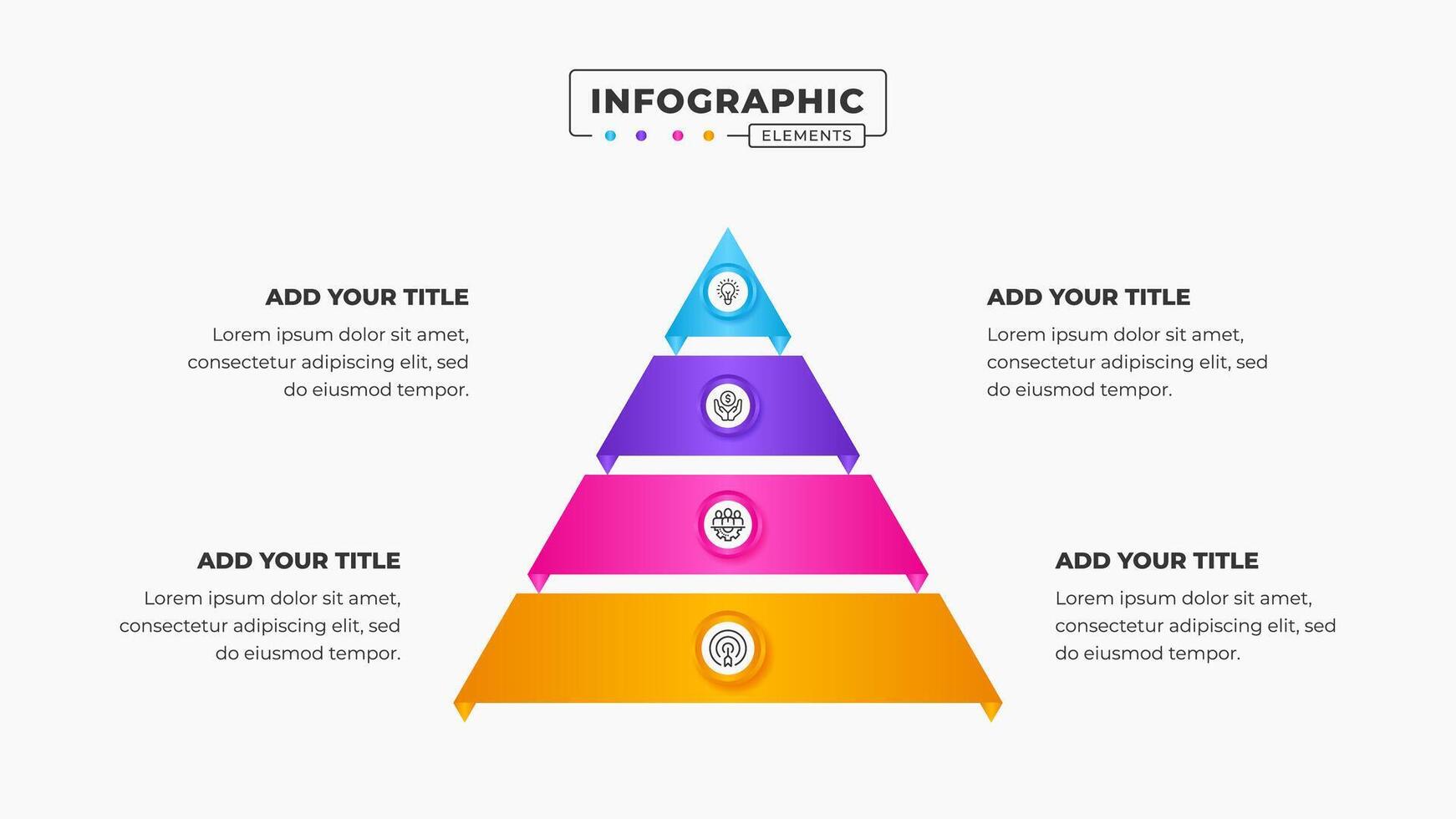 Business pyramid infographic presentation design template with 4 steps or options vector