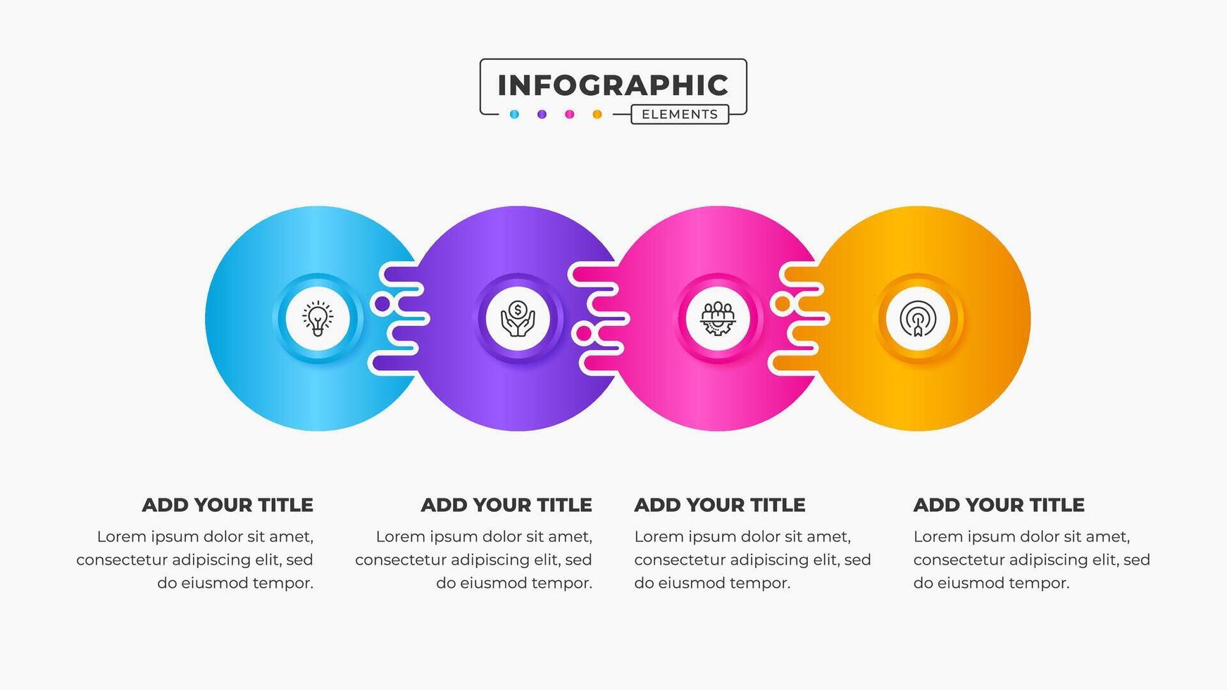 Circle infographic presentation design template with 4 steps or options vector