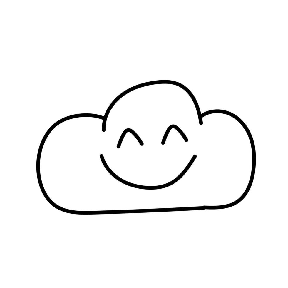 Cloud with a smile in doodle style. Isolated on white background vector