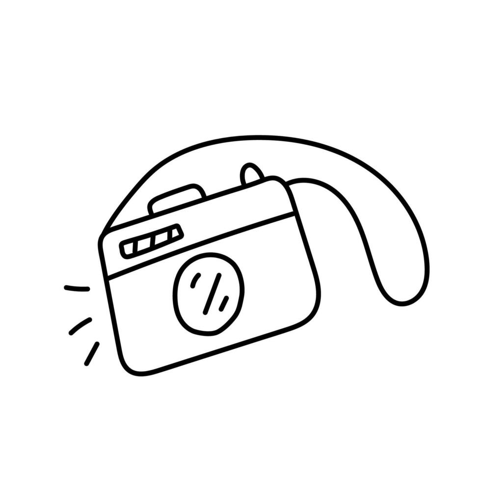 Camera in doodle style. Isolated on white background vector