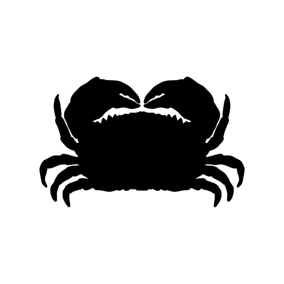 image of crab silhouette. Crab or crustacean flat icon for food apps and websites. Seafood shop logo branding template for craft food packaging or restaurant design. vector