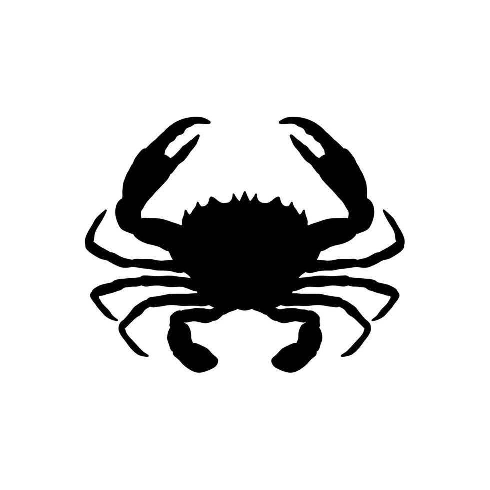 image of crab silhouette. Crab or crustacean flat icon for food apps and websites. Seafood shop logo branding template for craft food packaging or restaurant design. vector
