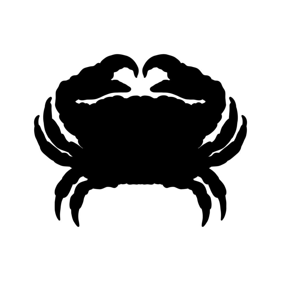 image of crab silhouette. Crab or crustacean flat icon for food apps and websites. Seafood shop logo branding template for craft food packaging or restaurant design. vector