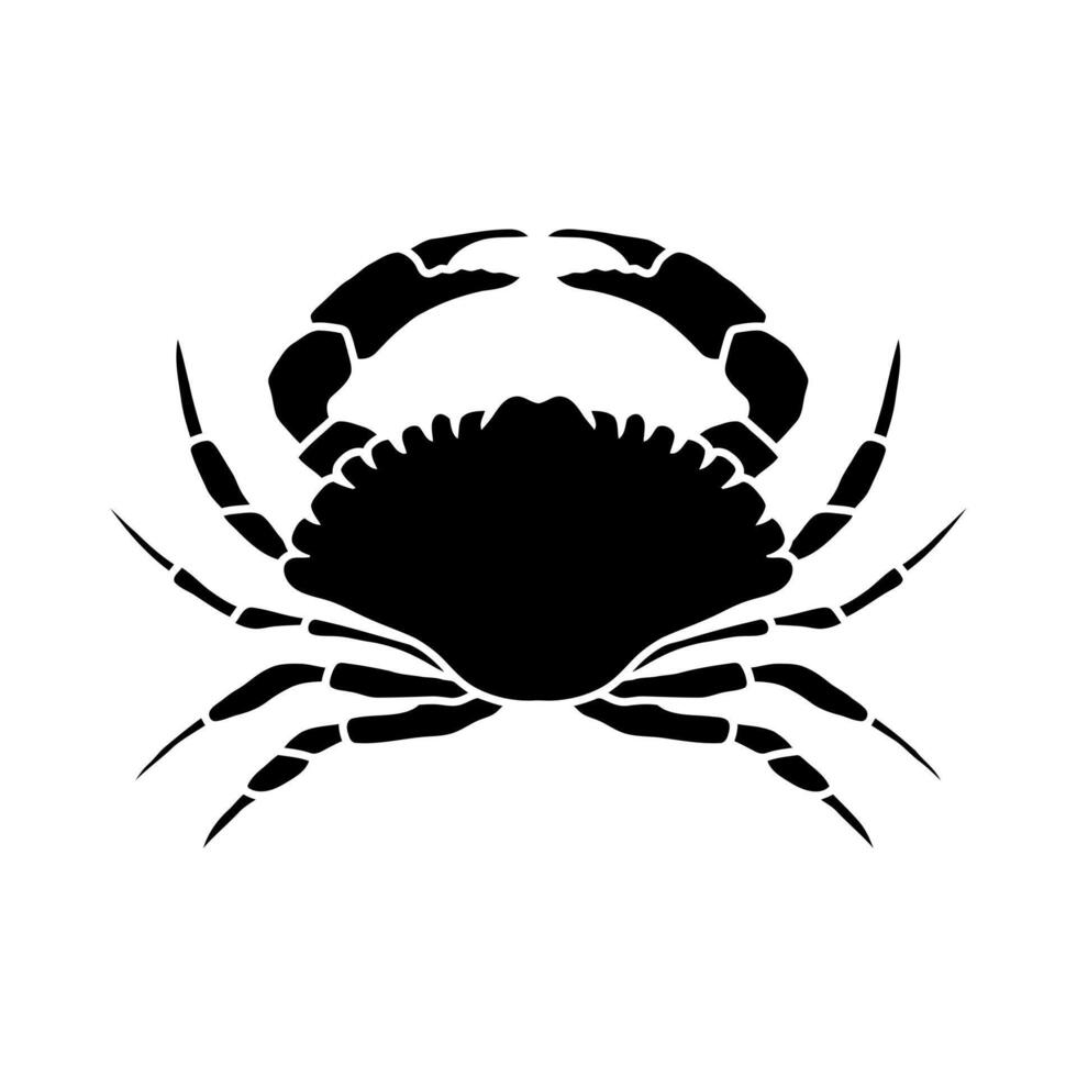 crab black and white logo illustration. Seafood shop logo branding template for craft food packaging or restaurant design. vector