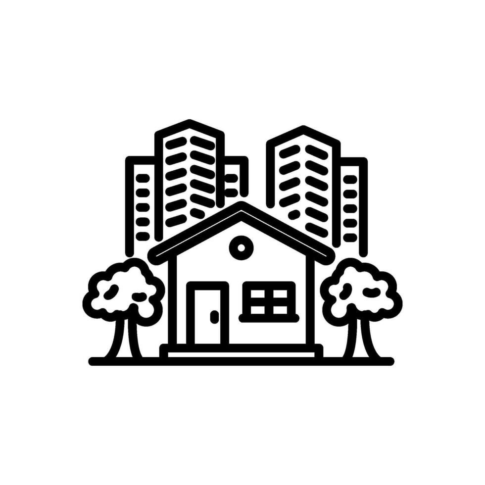 residence icon in line style vector