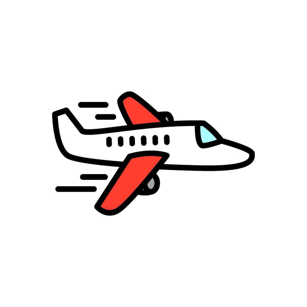 airplane colored icon on isolated background vector