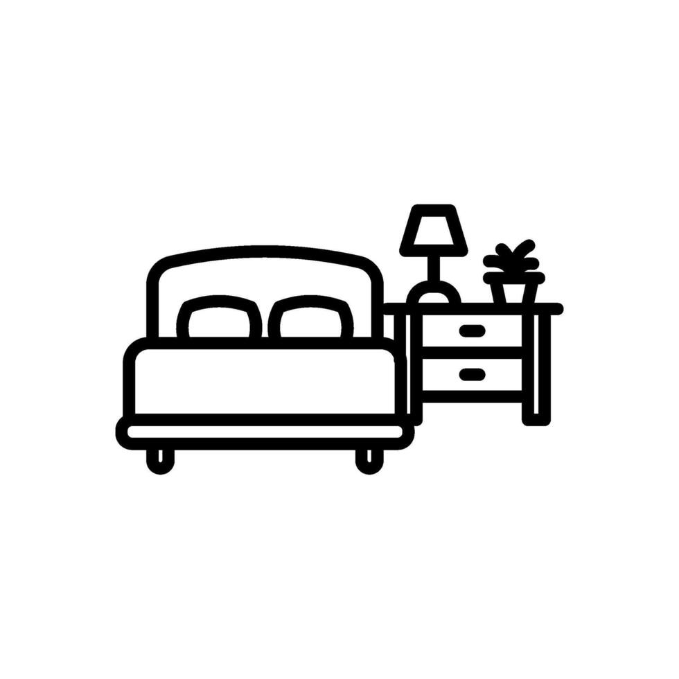 bedroom icon in line style vector