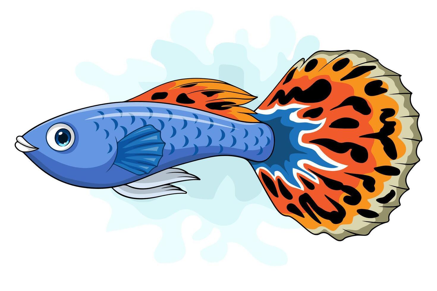 Cartoon guppy fish on white background vector