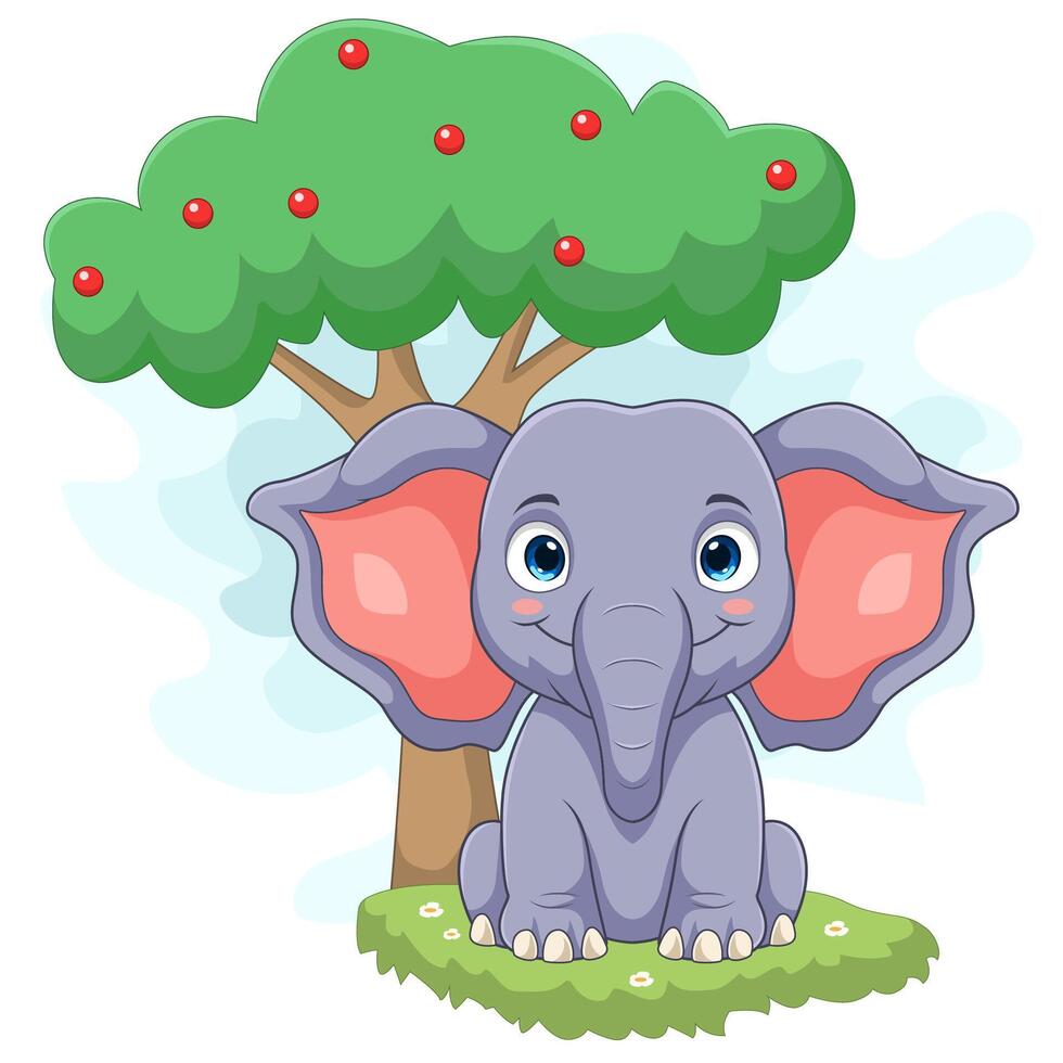 Cartoon elephant shitting on white background vector