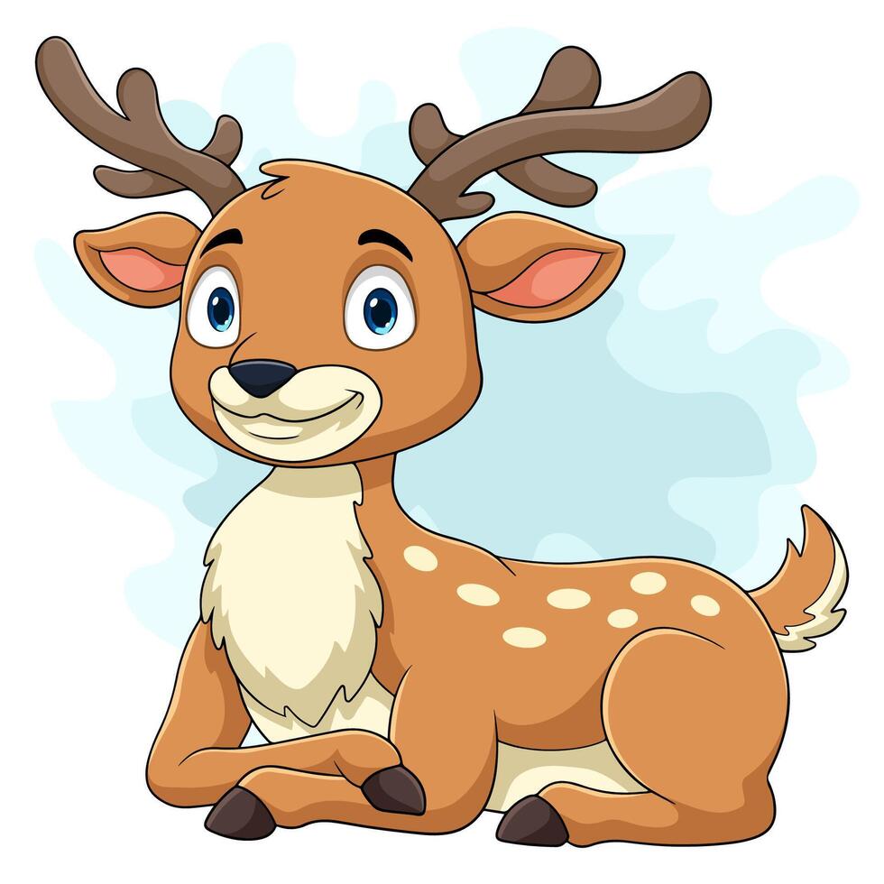 Cartoon deer sitting on white background vector