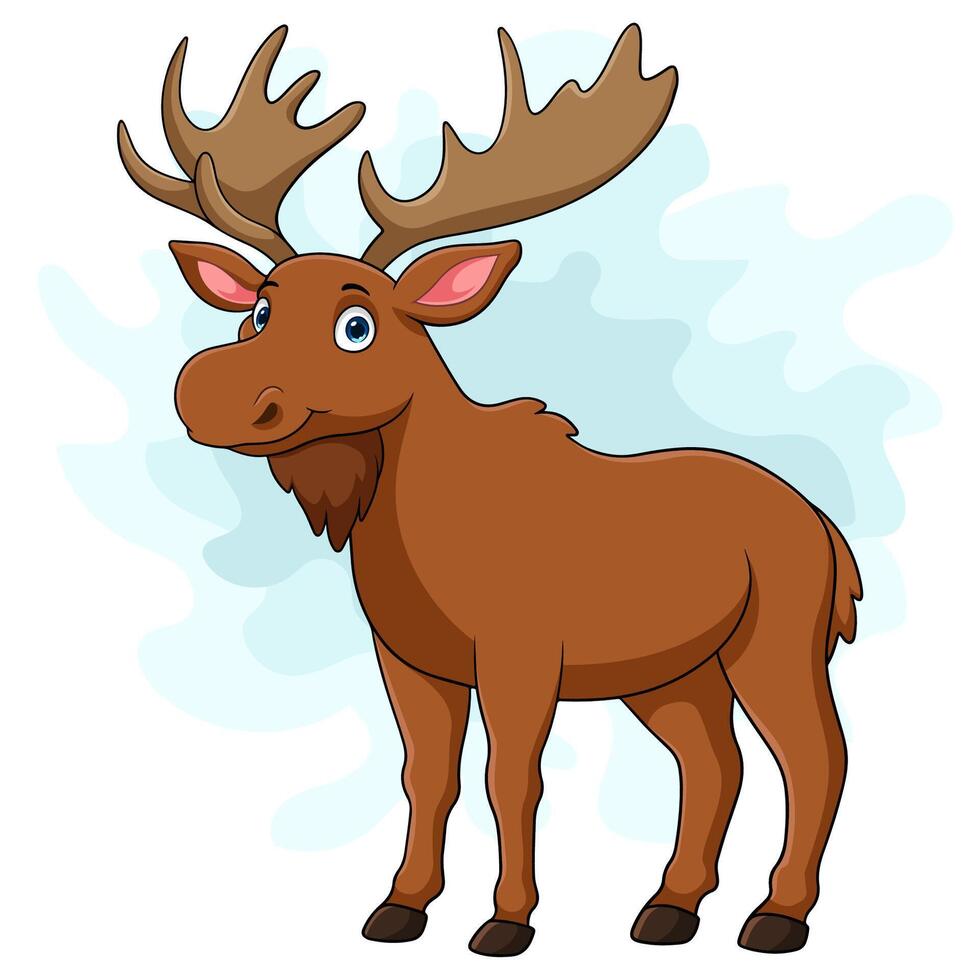 Cartoon moose on white background vector