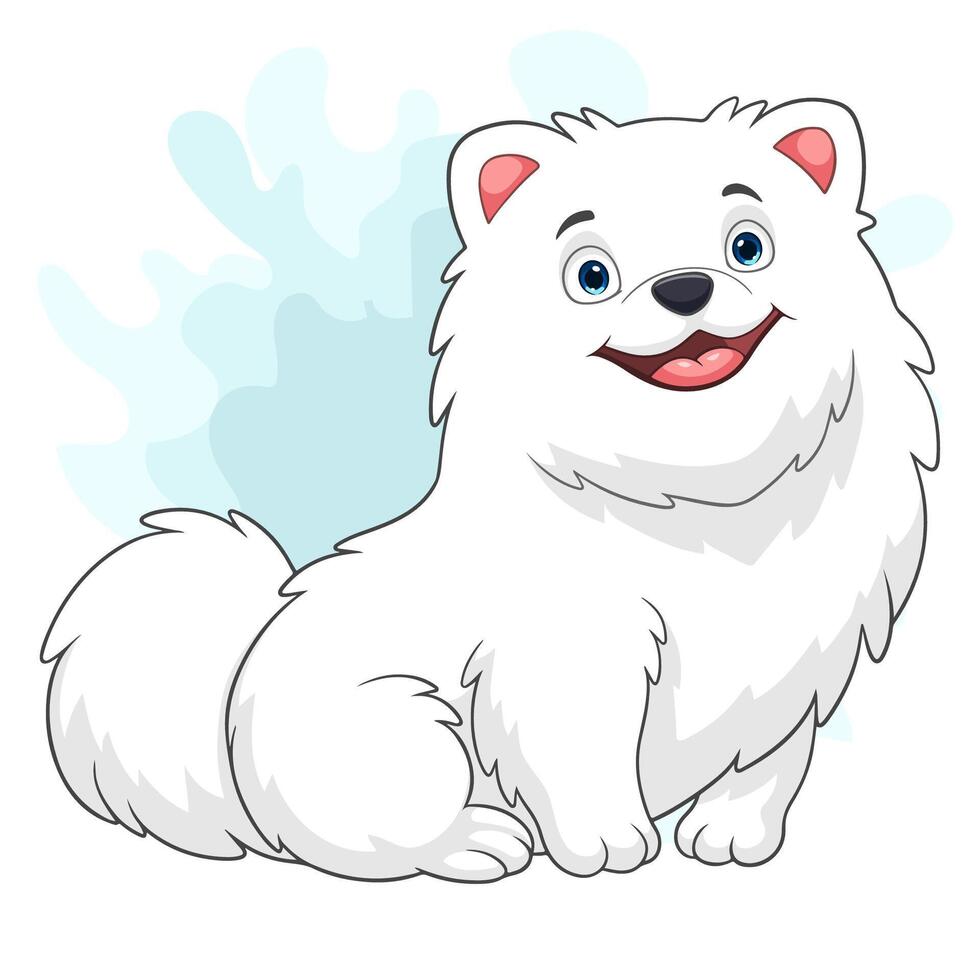 Cartoon white pomeranian dog on white background vector