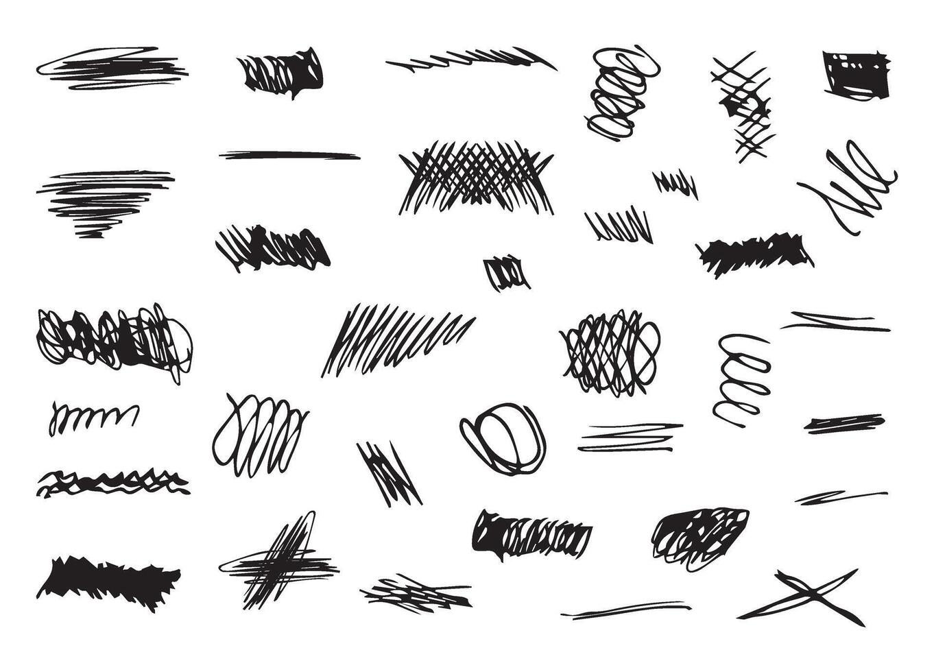 Scribbles and sketches, marker line set. Hand drawn abstract doodle pencil scratch mark for your design vector