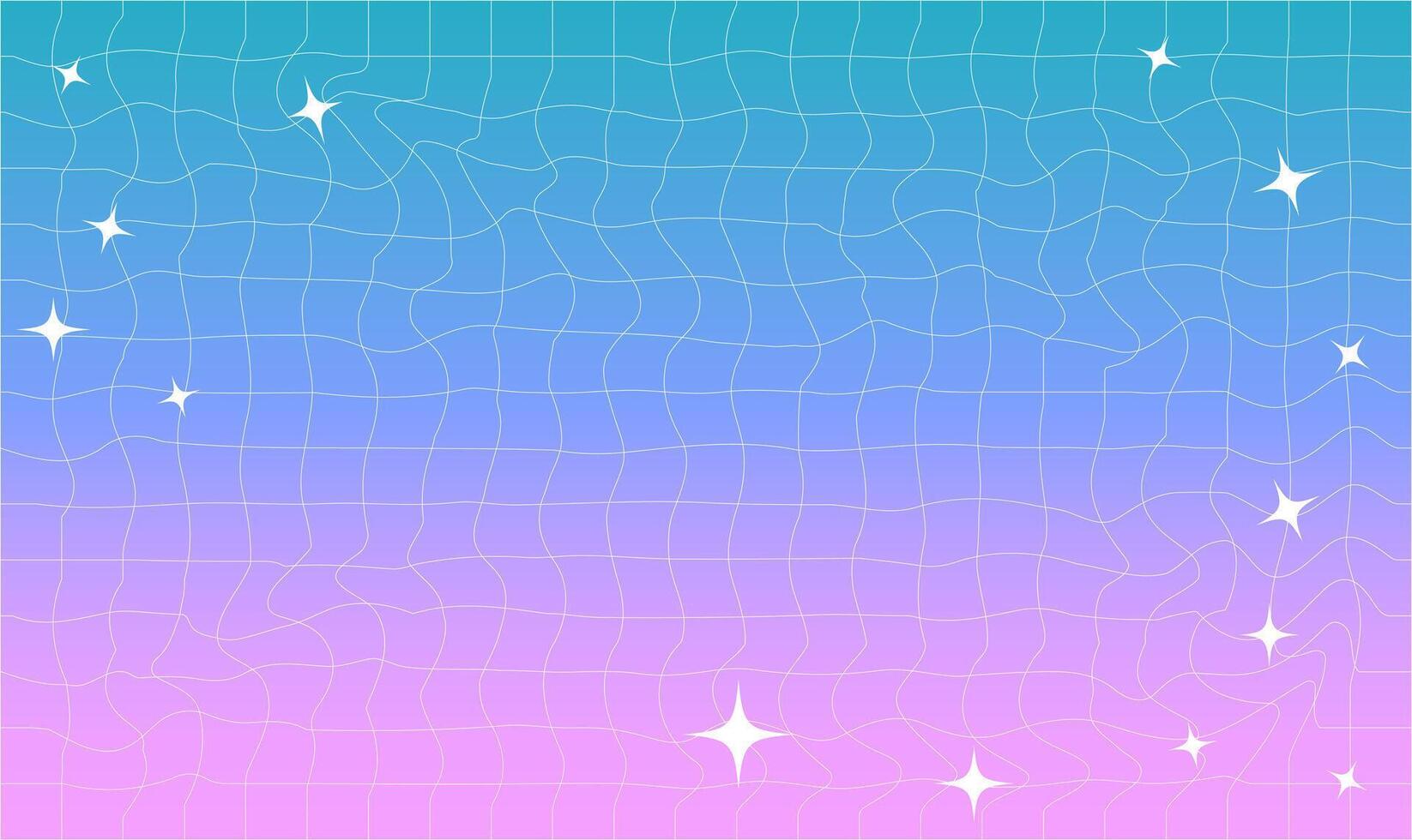 Groovy retro checkered wavy background. Stylish backdrop with gradient and stars vector