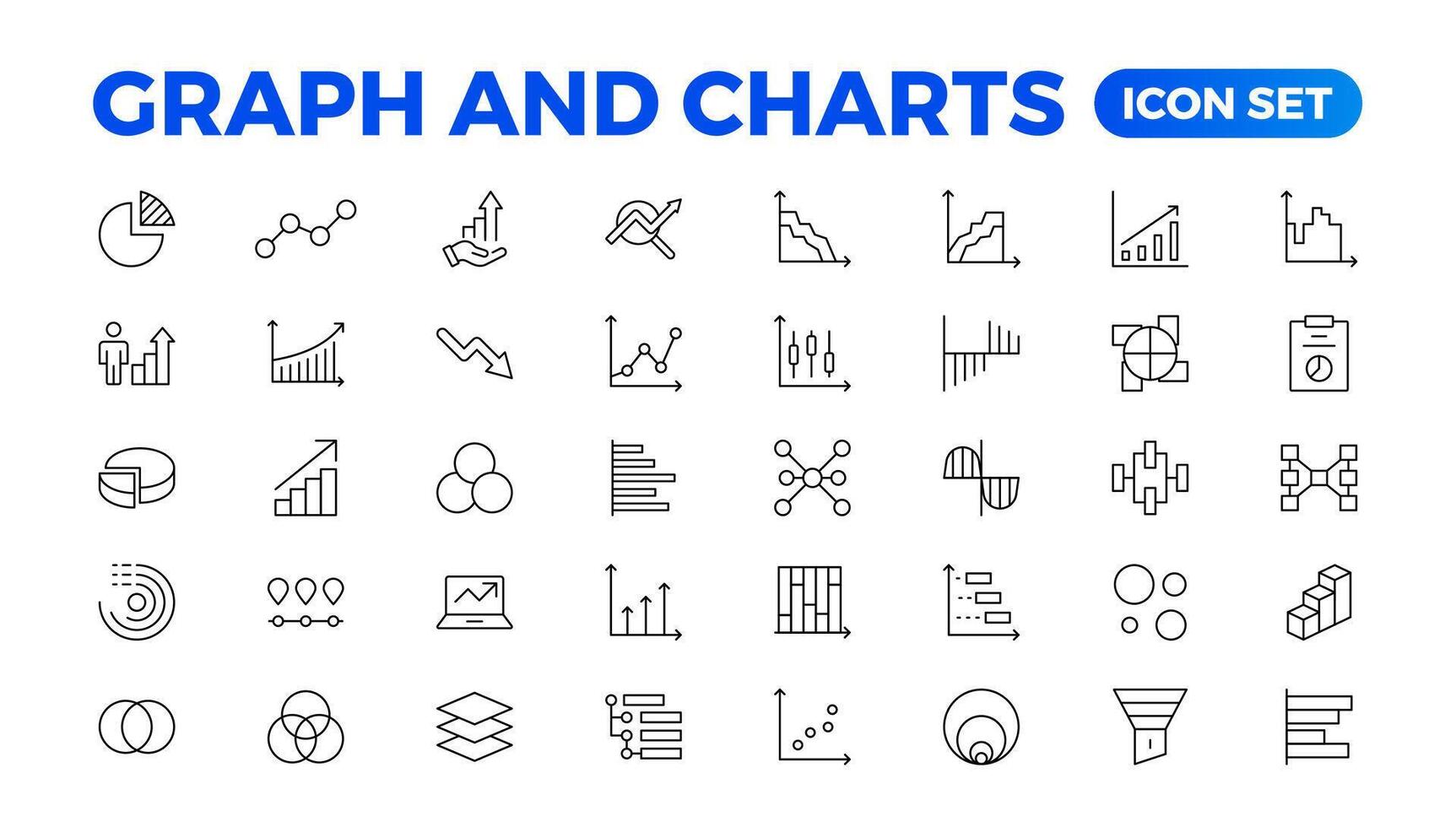 creciente bar grafico icono colocar. negocio gráficos y cartas iconos Estadísticas y analítica icono. estadística y datos, cartas diagramas, dinero, abajo o arriba flecha. contorno icono recopilación. vector