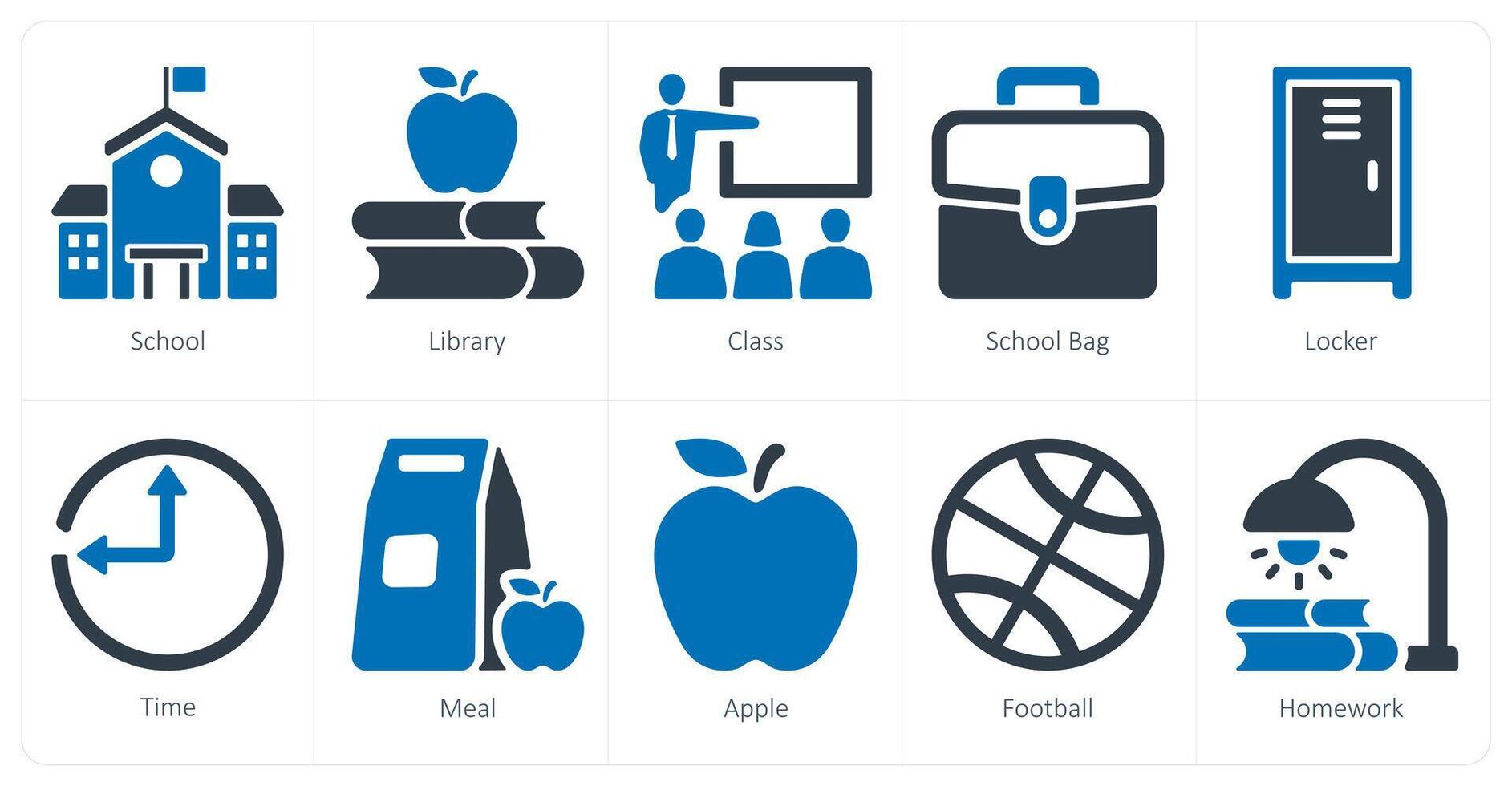 A set of 10 School and Education icons as school, library, class vector