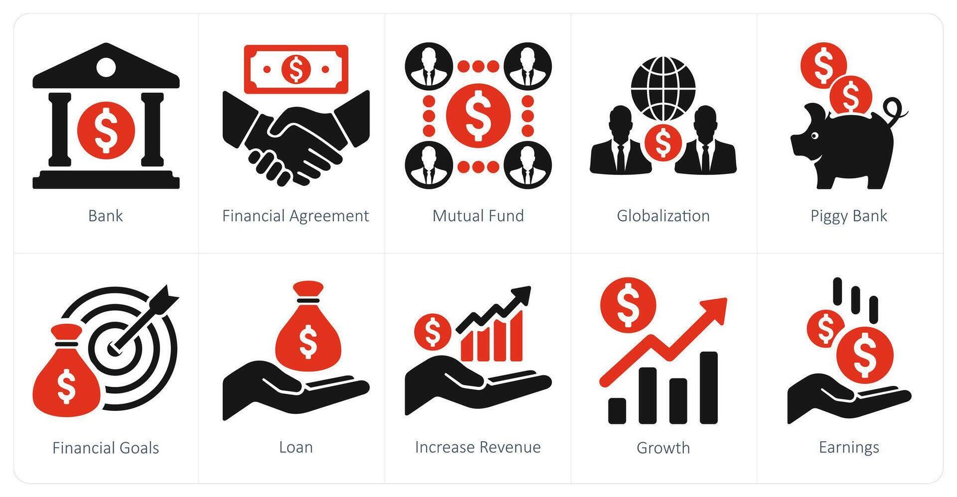 un conjunto de 10 Finanzas íconos como banco, financiero acuerdo, mutuo fondos vector