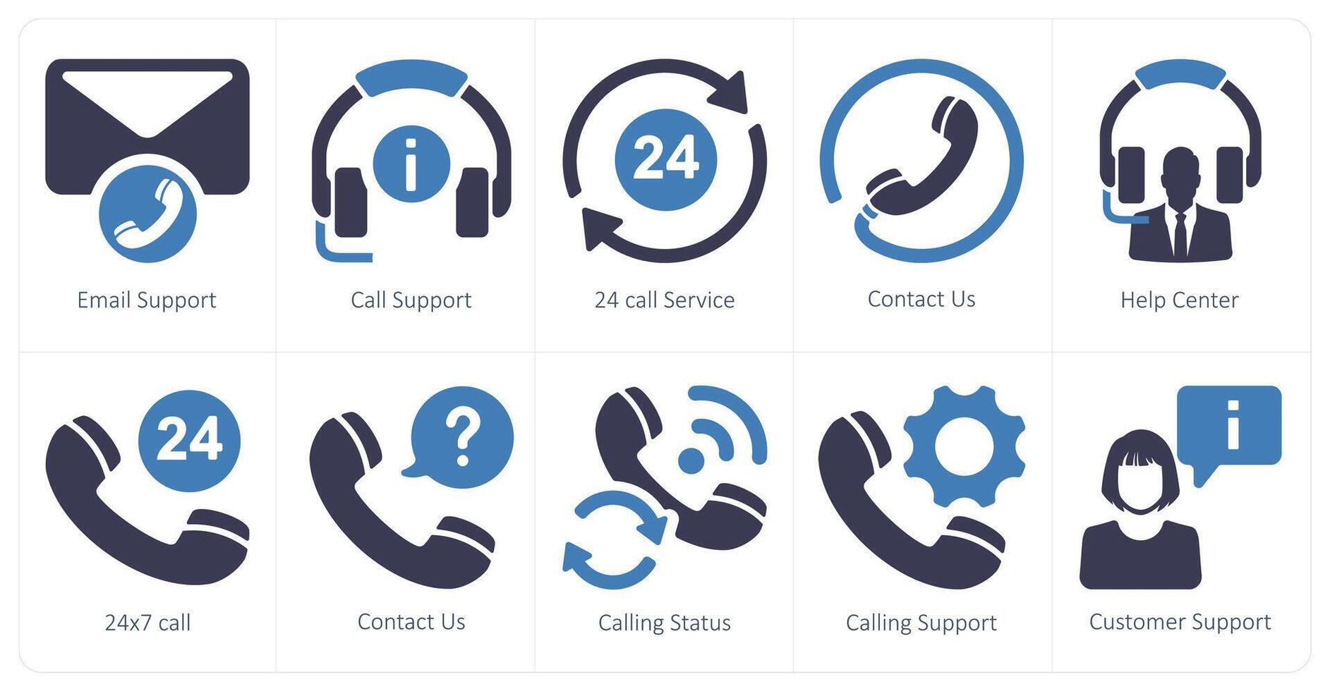 A set of 10 Customer Support icons as email support, call support, 24 call service vector