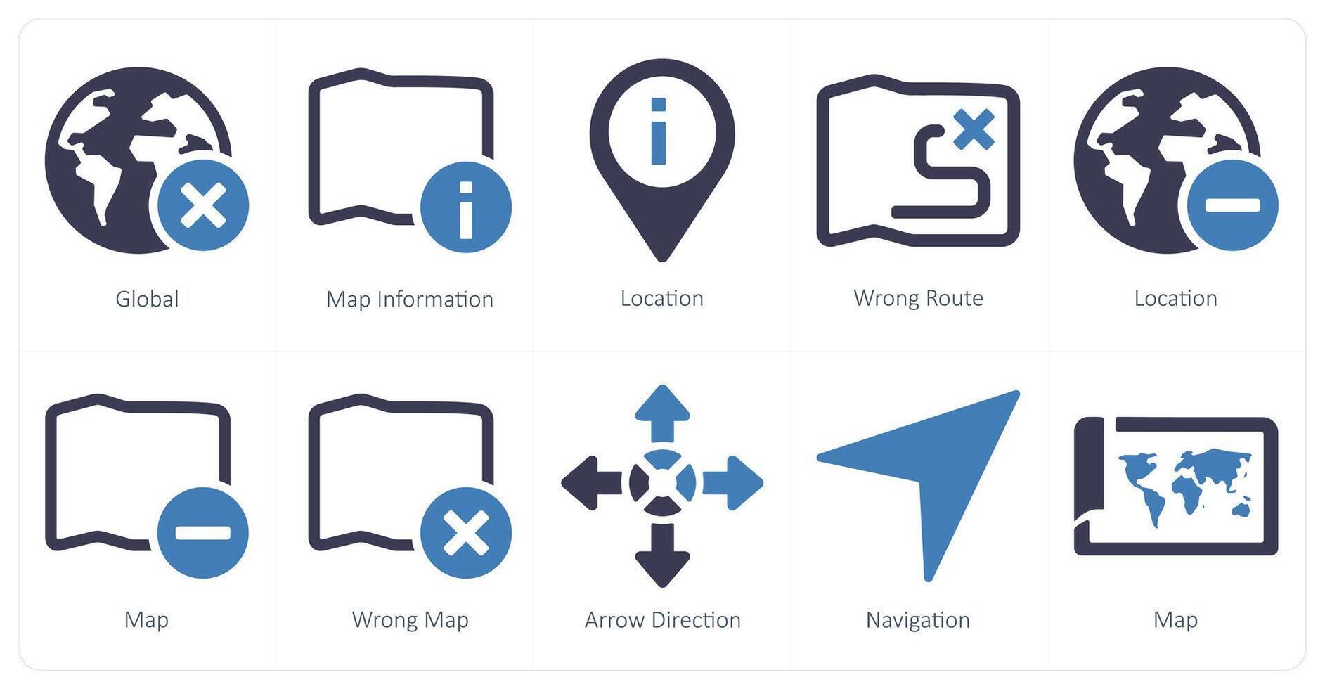 A set of 10 Navigation icons as global, map information, location vector