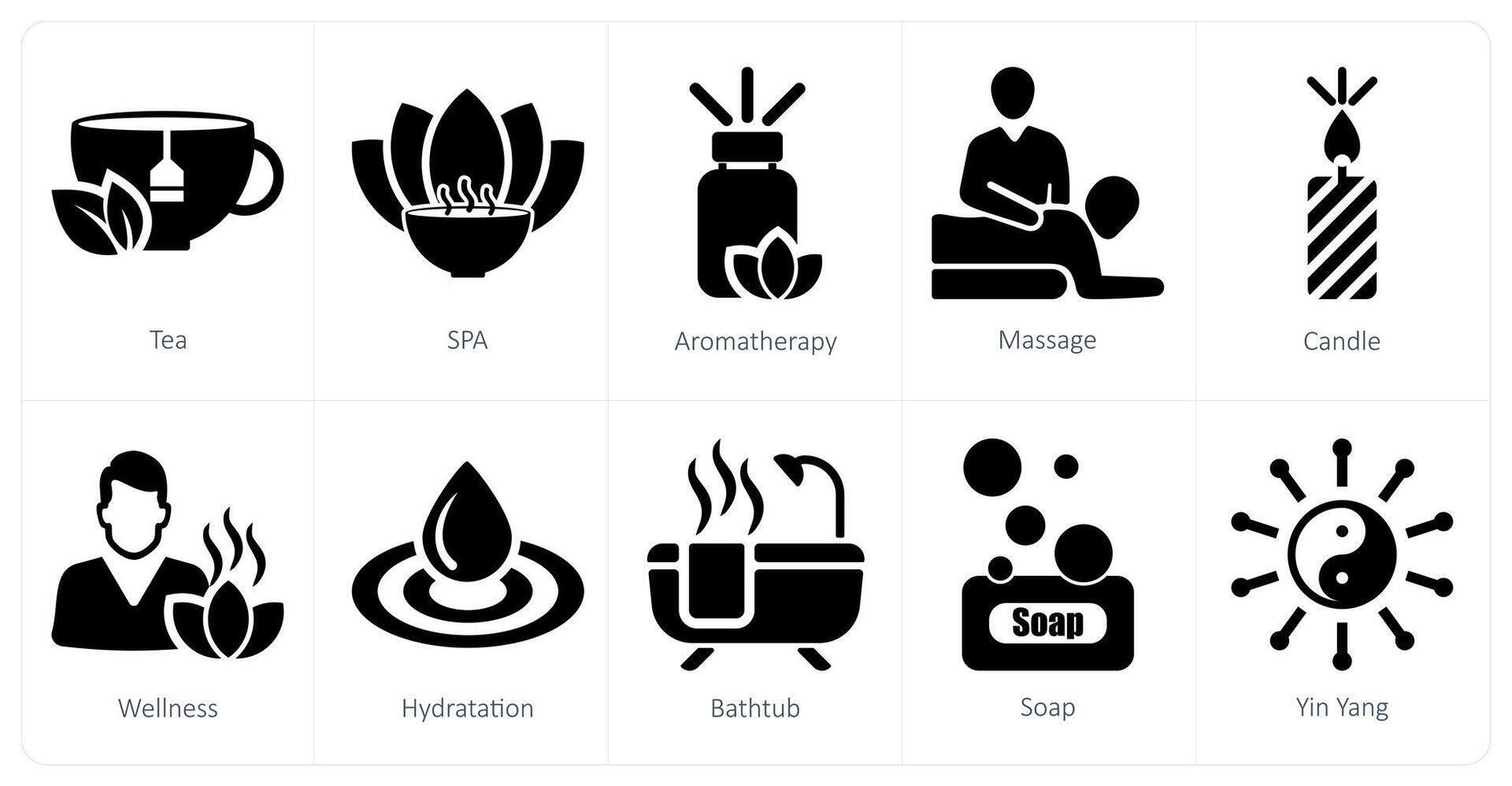 A set of 10 beauty and spa icons as tea, spa, aromatherapy vector