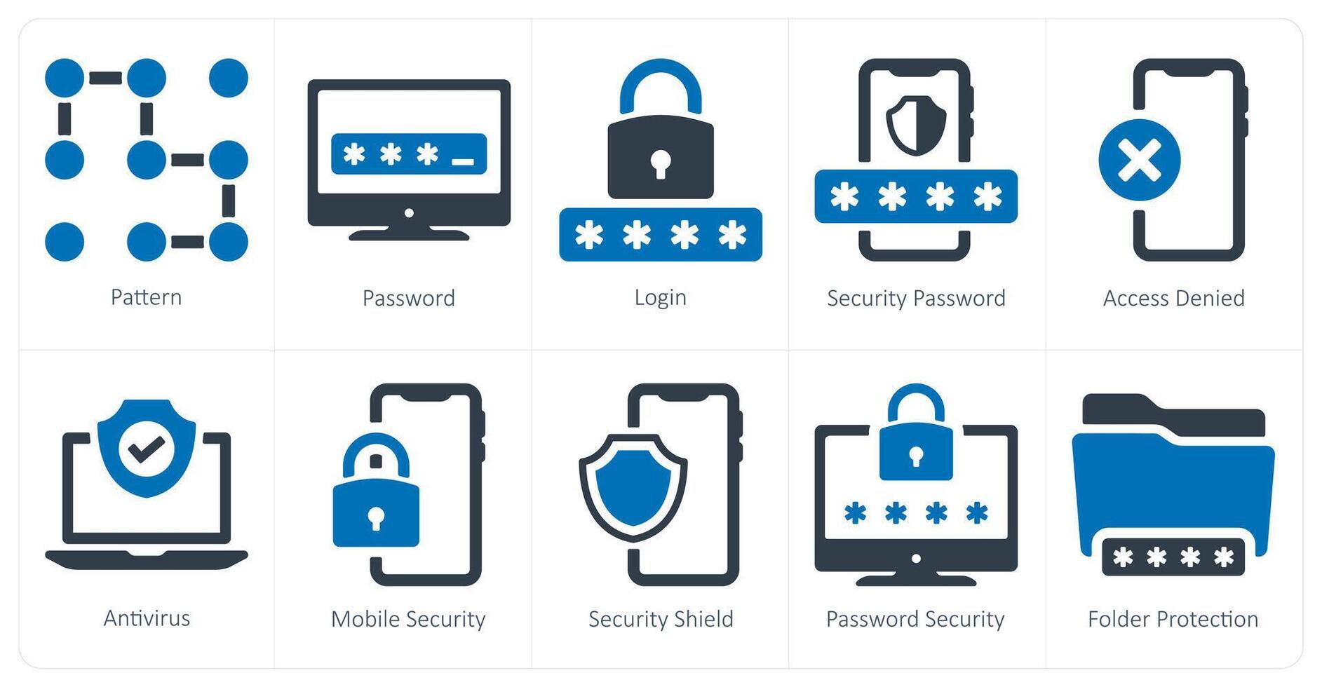 A set of 10 Security icons as pattern, password, login vector