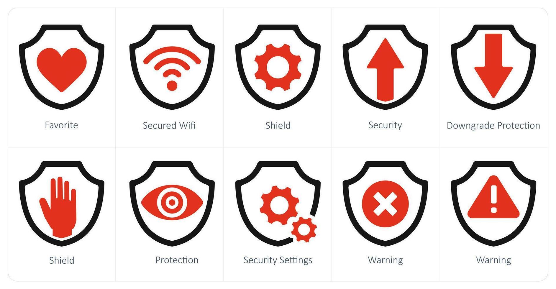 A set of 10 Security icons as favorite, secured wifi, shield, security vector