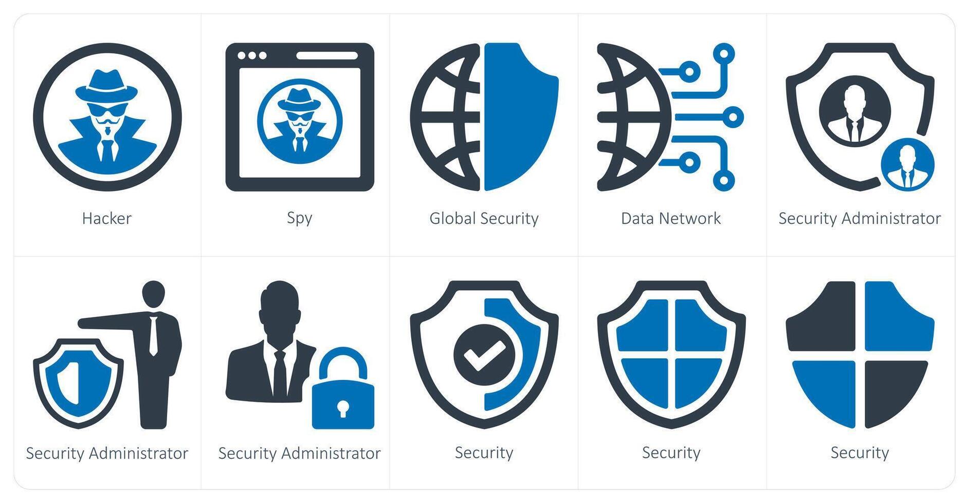 un conjunto de 10 seguridad íconos como pirata informático, espiar, global seguridad vector