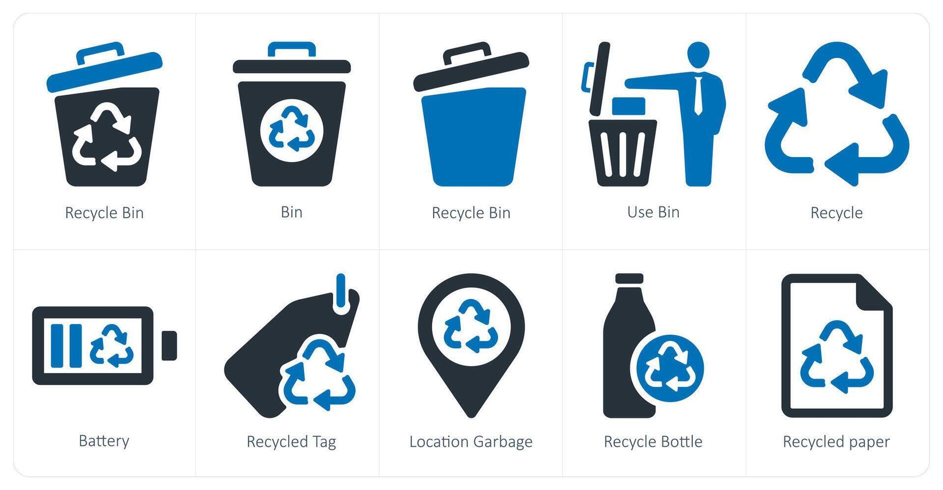 A set of 10 Ecology icons as recycle bin, bin, use bin vector