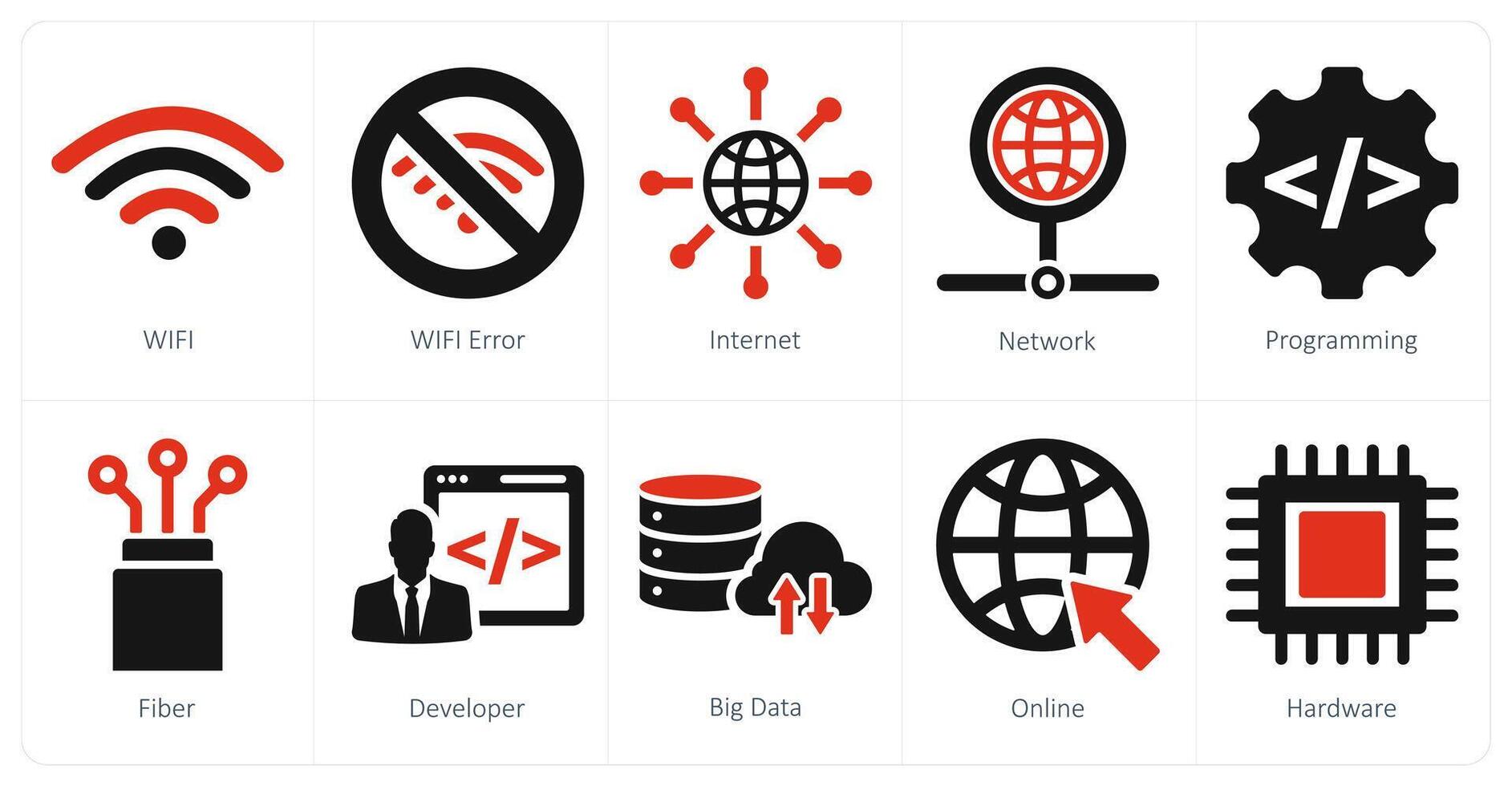 A set of 10 internet computer icons as wifi, wifi error, internet vector