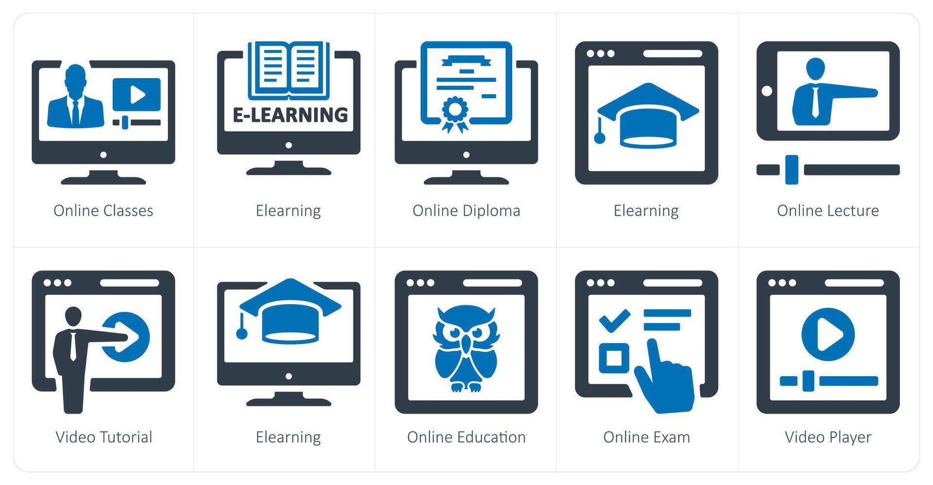 A set of 10 onlineeducation icons as online classes, e learning, online diploma vector