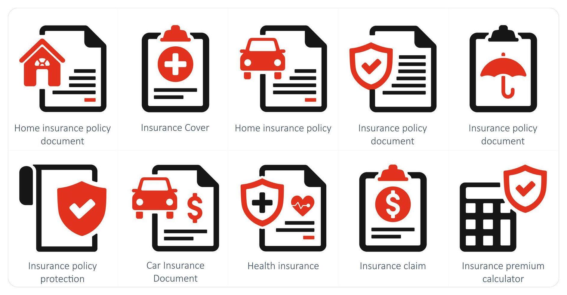 un conjunto de 10 seguro íconos como hogar seguro política documento, seguro cubrir, hogar seguro política vector