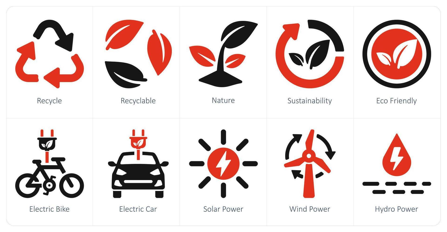 A set of 10 ecology icons as recycle, recyclable, nature vector