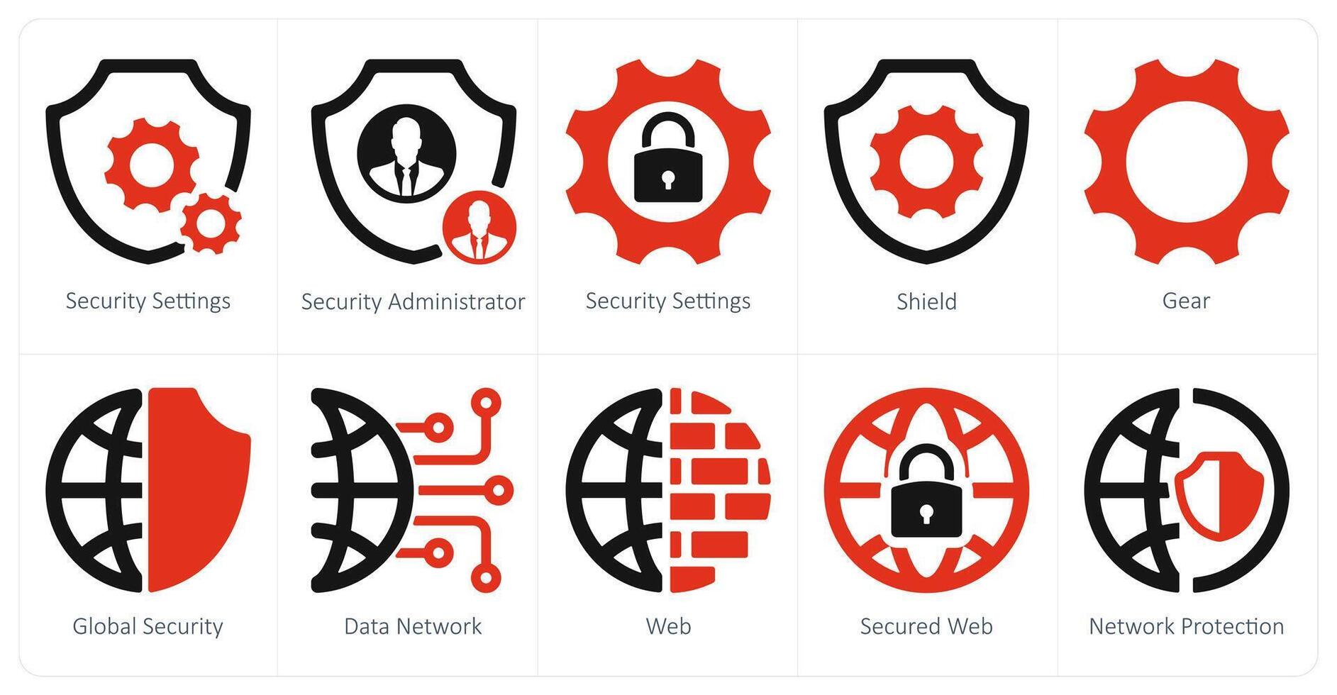 A set of 10 Security icons as security settings, security administrator, shield vector