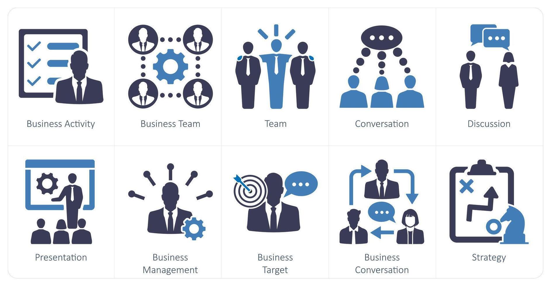 A set of 10 mix icons as business activity, business team, team vector