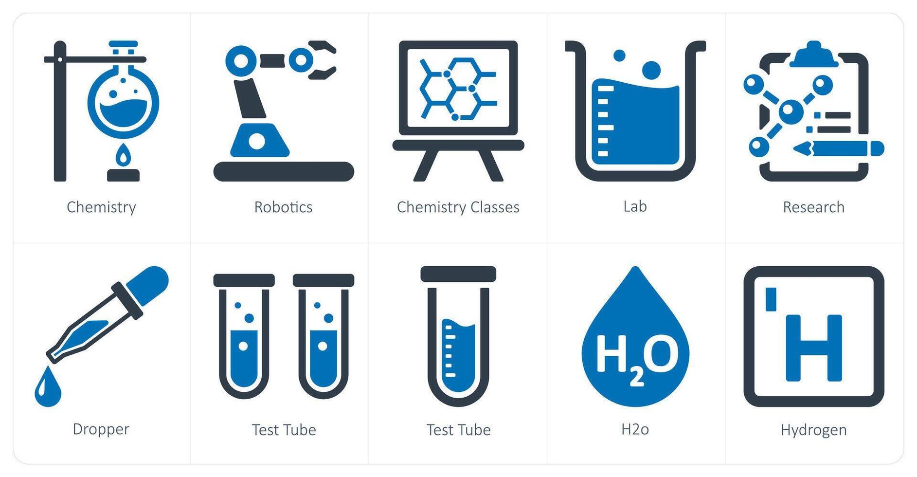 A set of 10 Science and Experiment icons as chemistry, robotics, chemistry classes vector