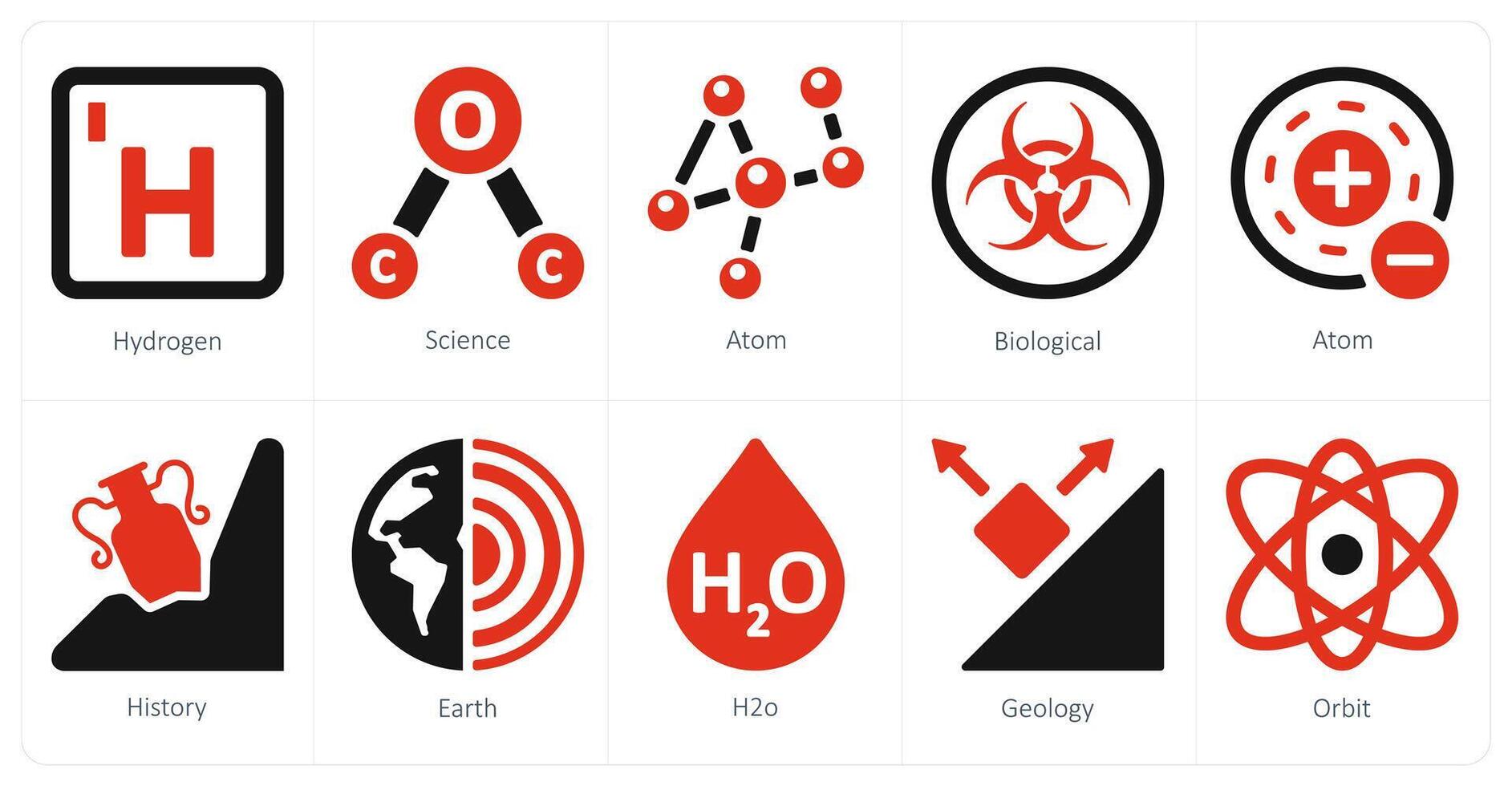 A set of 10 science and experiment and Experiment icons as hydrogen, scienceandexperiment, atom vector