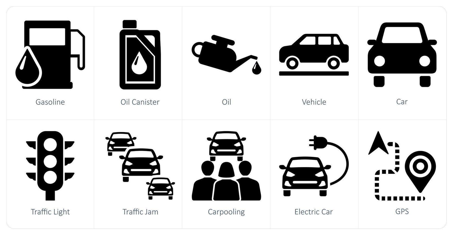 A set of 10 car icons as gasoline, oil canister, oil vector