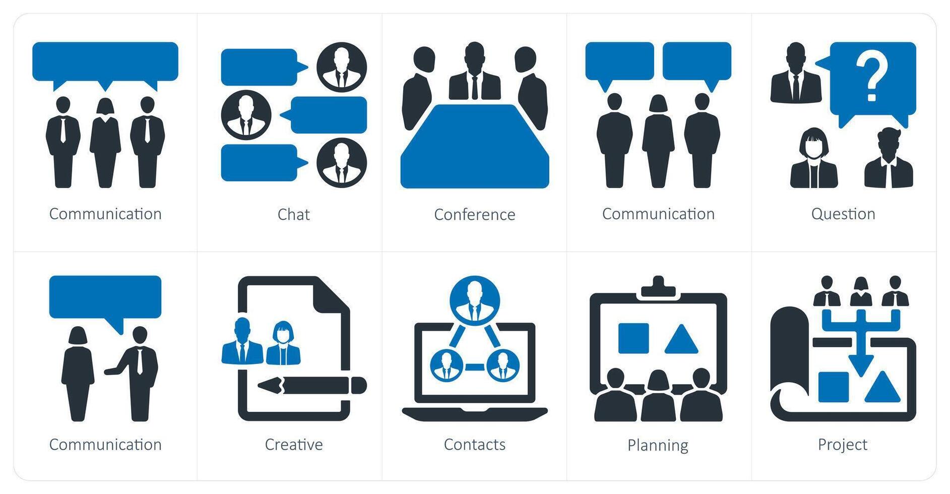 A set of 10 Teamwork icons as communication, chat, conference vector